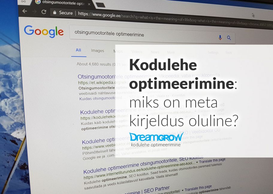 kodulehe optimeerimine seo meta kirjeldus