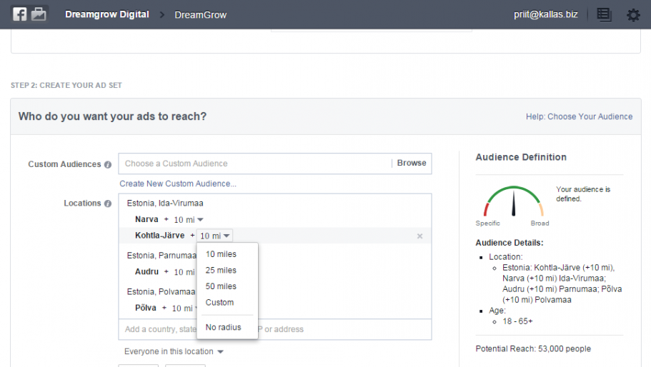 facebooki reklaam eesti sihtimine