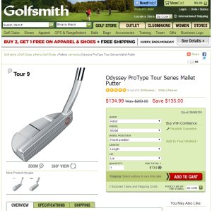 müük e-poes 360-vaade golfsmith.com