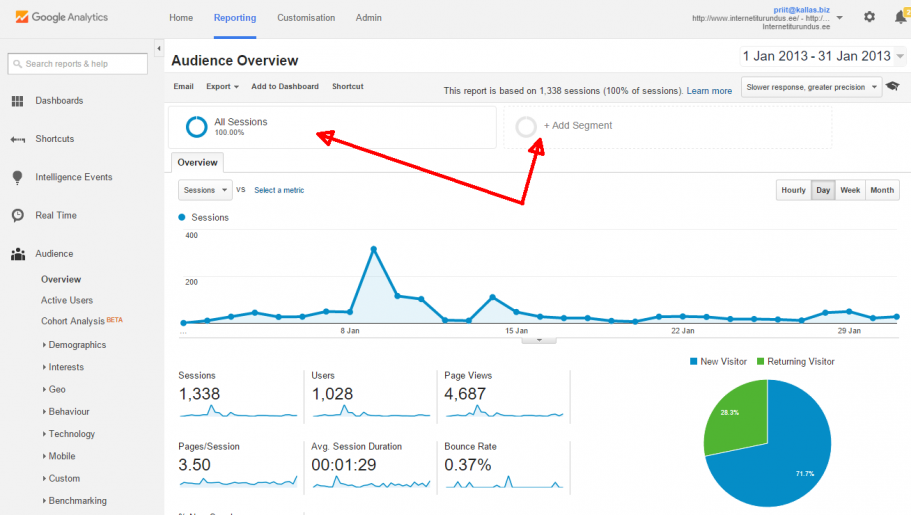 google analytics spamm segmendid