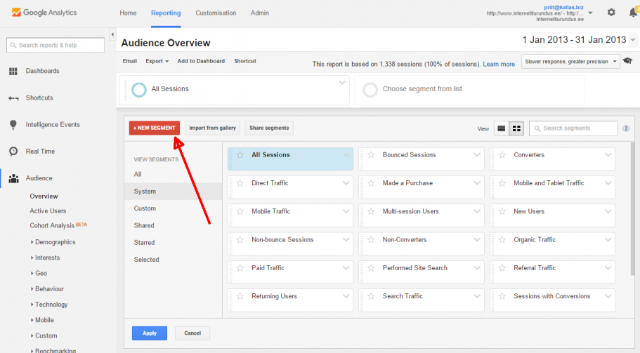 google analytics uus segment