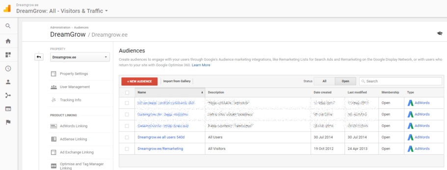 google analytics remarketing audiences