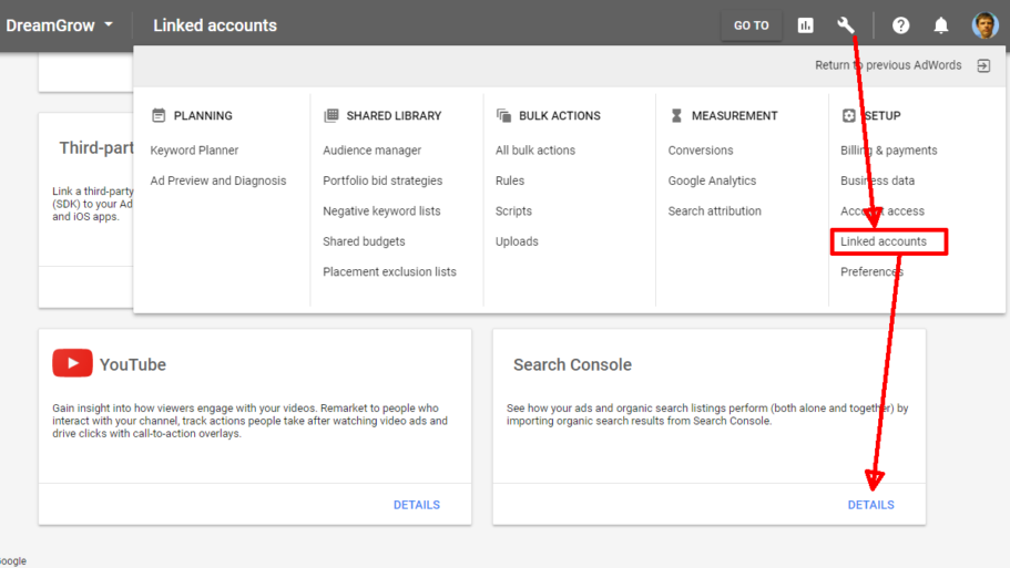adwords search sonsole