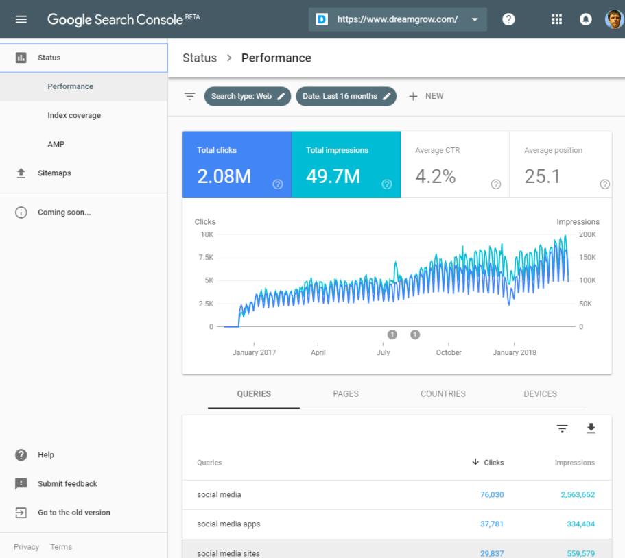 google search console uus kasutajaliides