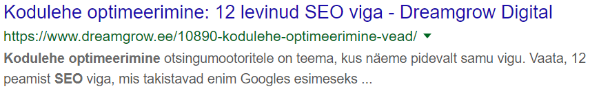 kodulehe optimeerimine meta kirjeldus seo dreamgrow