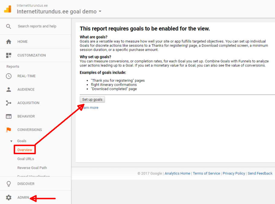 google analytics goal puudu