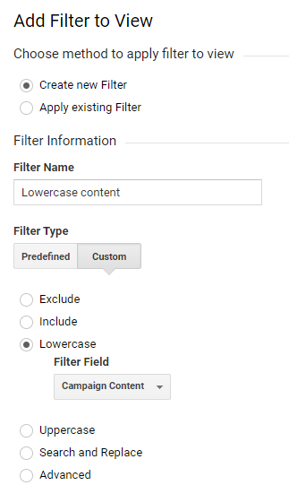 content filtri loomine google analytics